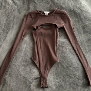 brown bodysuit